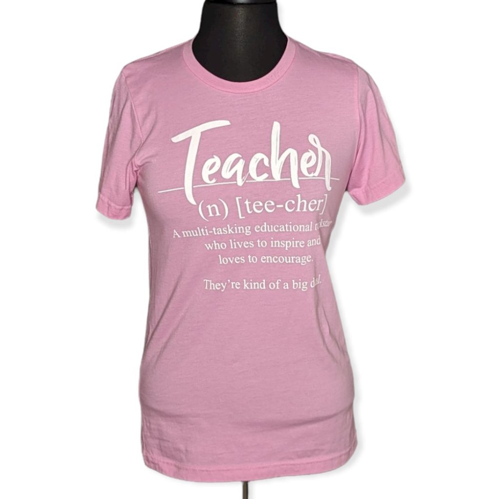 Canvas Teacher Pink Short Sleeve T-Shirt Size Small
